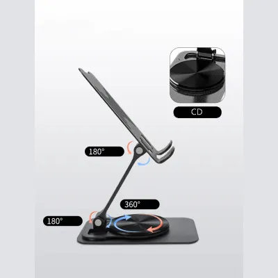 Foldable Metal Mobile Phone Stand Adjustable 360 Degree Rotating Desk Holder for Smartphones and Tablets